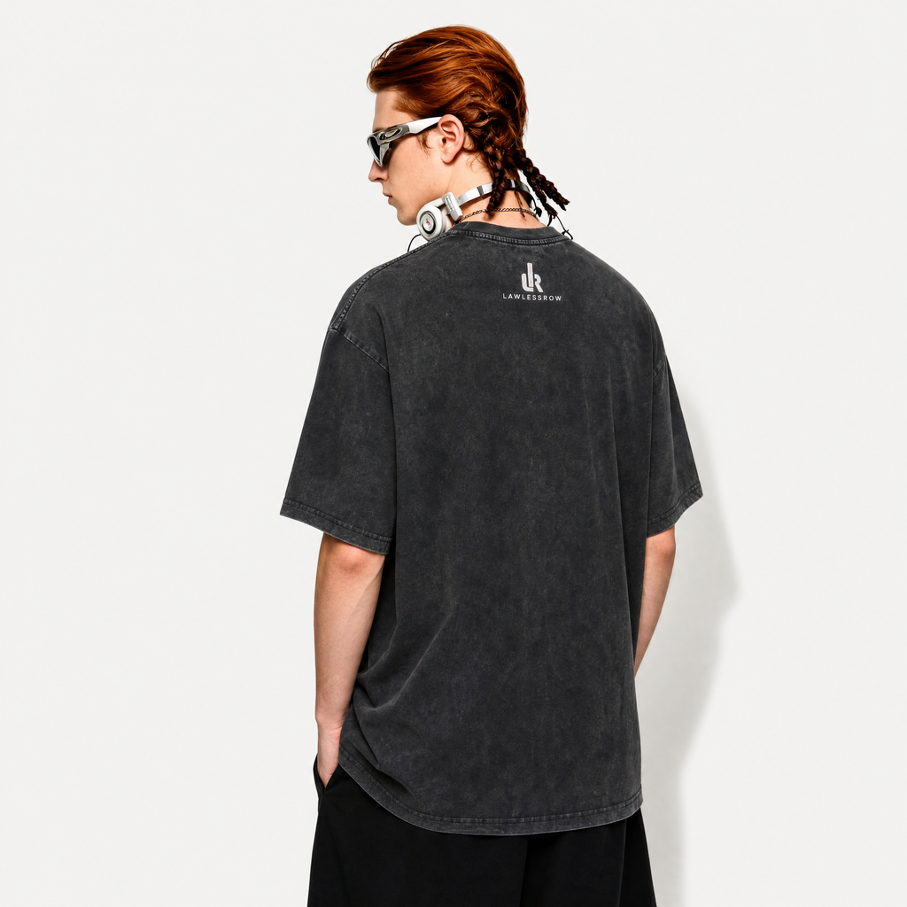 Lawless Row “Skate Jam” Graveyard Skate Washed T-Shirt | Retro Horror Oversized Streetwear Tee