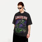 Lawless Row “Skate Jam” Graveyard Skate Washed T-Shirt | Retro Horror Oversized Streetwear Tee