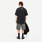 Ballin' My Way Mascot Collage Washed Black Oversized T-Shirt | Retro Sports Streetwear Tee