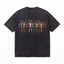 Retro Rainbow Dancing Skeletons Washed Black Oversized T-Shirt | Grunge Festival Tee