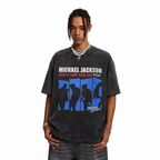 Michael Jackson “For U And For Me” Silhouette Washed Black Oversized T-Shirt | King of Pop Retro Tee