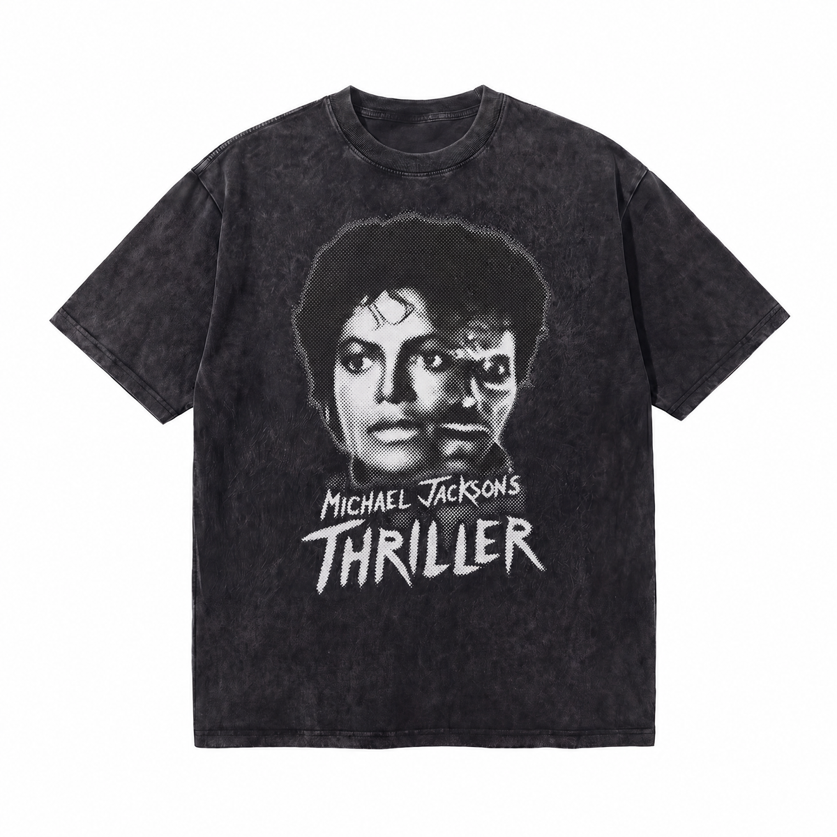 LAWLSSROW Michael Jackson Thriller Washed Black Oversized T-Shirt