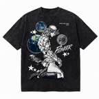 Steel Ball Run Johnny Joestar Washed Black Oversized T-Shirt | JoJo’s Bizarre Adventure Anime Tee