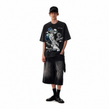 LAWLESSROW Steel Ball Run Johnny Joestar Washed Black Oversized T-Shirt