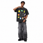 USA Road Trip Hiking Gear Washed Black Oversized T-Shirt | Outdoor Adventure Checklist Tee