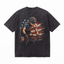 American Flag Road Cyclist Washed Black Oversized T-Shirt | Patriotic USA Biker Graphic Tee