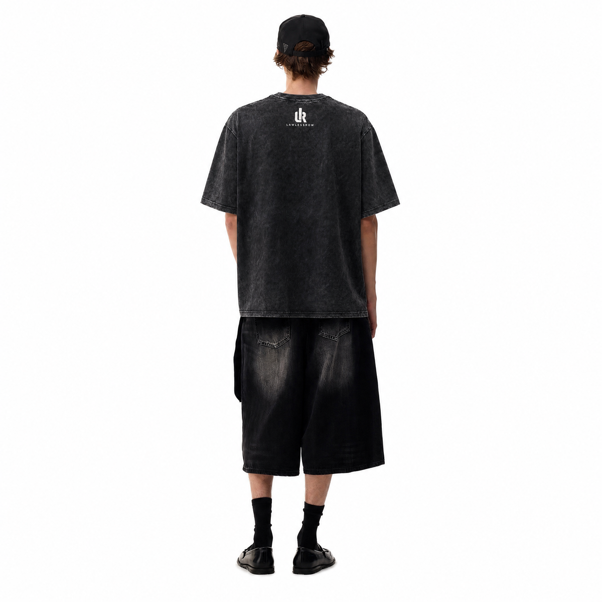 LAWLESSROW Steel Ball Run Johnny Joestar Washed Black Oversized T-Shirt