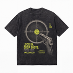 Lock In Drop Shots Pickleball Washed Black Oversized T-Shirt | Tactical Court Tee