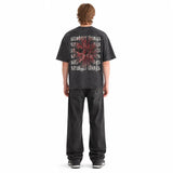 LAWLESSROW Stranger Things Demogorgon Gothic Text Vintage Acid Wash Tee