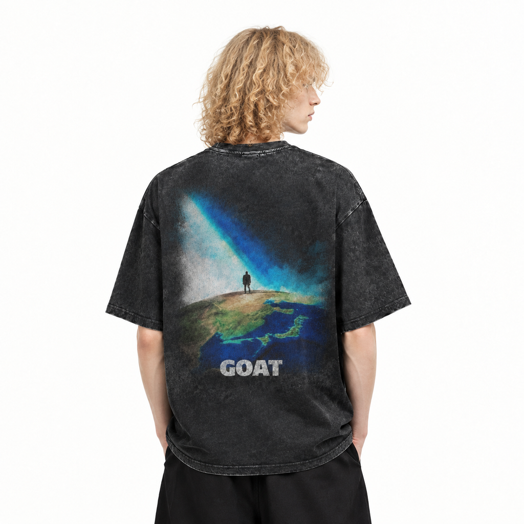 LAWLESSROW kanye west GOAT Vintage Black Acid Wash Tee