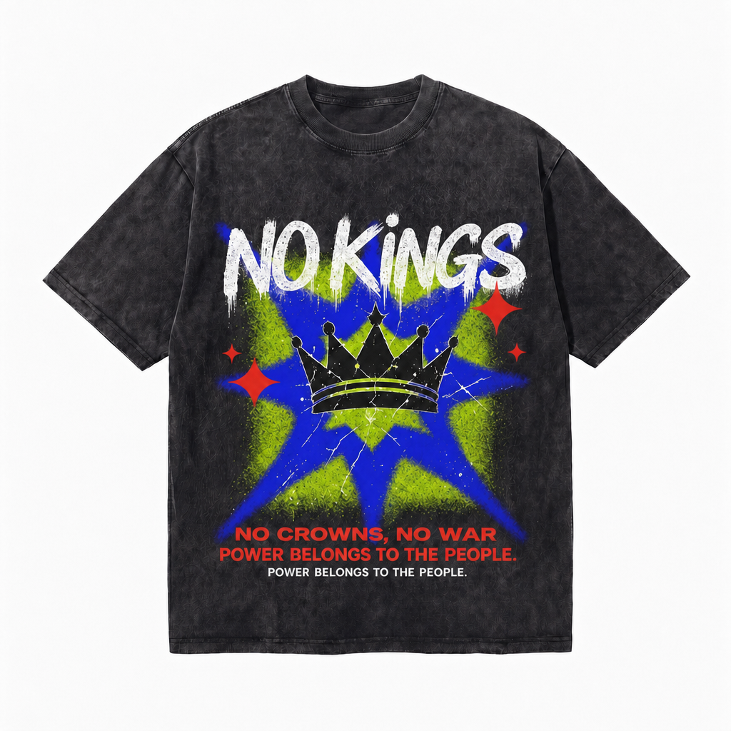 LAWLESSROW No Kings Graffiti Crown Vintage Protest Tee
