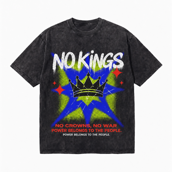 LAWLESSROW No Kings Graffiti Crown Vintage Protest Tee