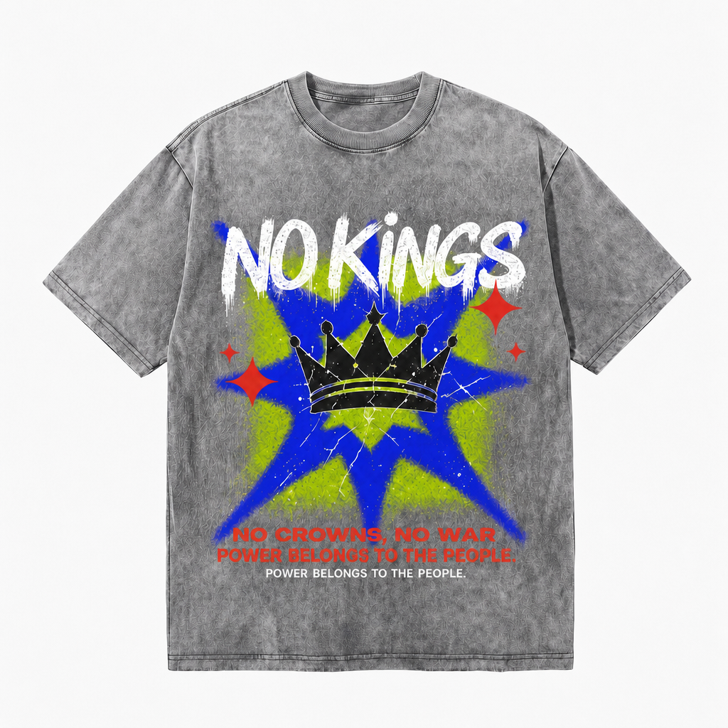 LAWLESSROW No Kings Graffiti Crown Vintage Protest Tee