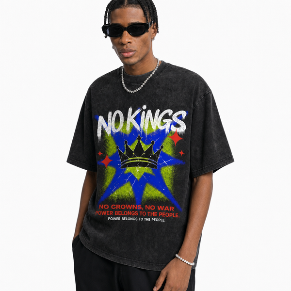 LAWLESSROW No Kings Graffiti Crown Vintage Protest Tee - hover