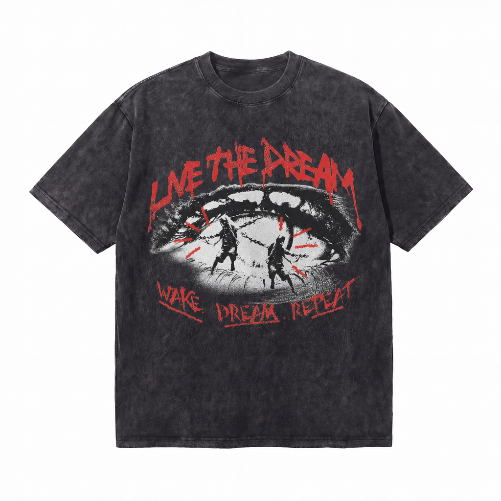 LAWLESSROW Live The Dream Surreal Eye Graphic Vintage Tee