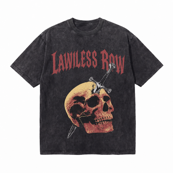 LAWLESSROW Dagger Through Skull Vintage Metal Tee