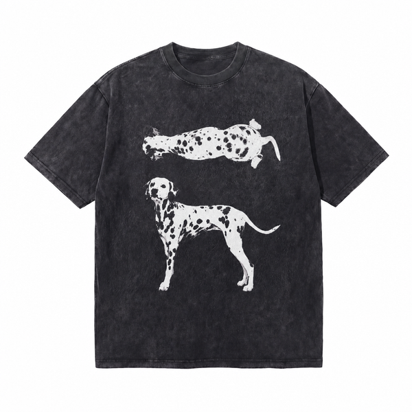 LAWLESS ROW Dual Dalmatian Graphic Vintage Washed Tee