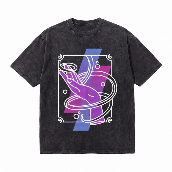 LAWLESS ROW Mystic Energy Hand Line Art Vintage Washed Tee