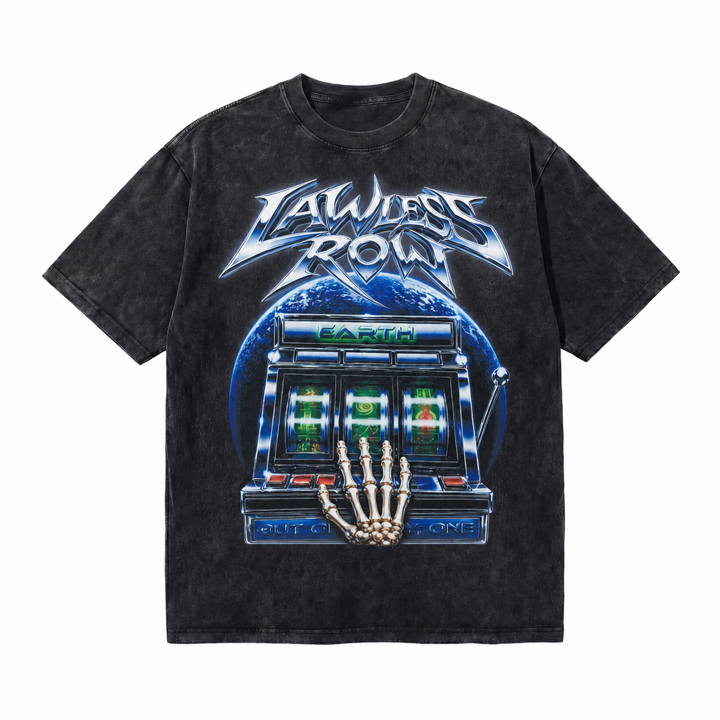LAWLESS ROW Slot Machine Skeleton Vintage Washed Tee