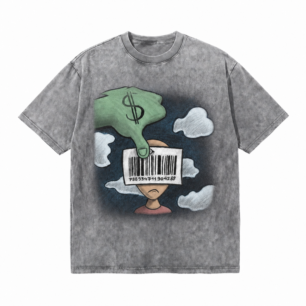 LAWLESSROW Anti-Consumerism Cartoon Washed Street T-Shirt