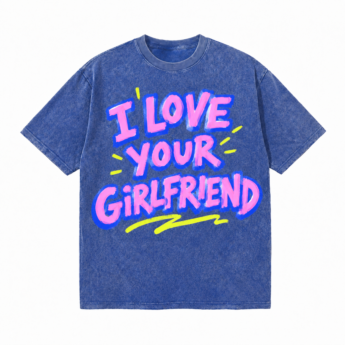 LAWLESSROW I Love Your Girlfriend Graffiti Paint Vintage Acid Wash Tee