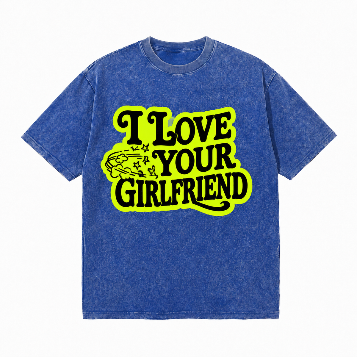 LAWLESSROW I Love Your Girlfriend Retro Script Vintage Acid Wash Tee