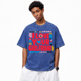 LAWLESSROW I Love Your Girlfriend Bold Folk Graphic Vintage Acid Wash Tee