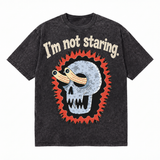 LAWLESSROW I'm Not Staring Skull Vintage Acid Wash Tee