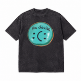 LAWLESSROW You Decide Split Smiley Vintage Acid Wash Tee