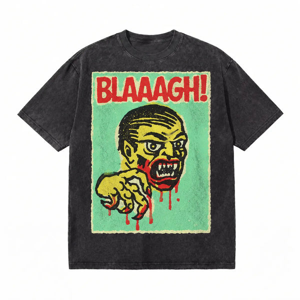 LAWLESSROW BLAAAGH! Retro Monster Poster Vintage Acid Wash Tee