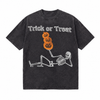 LAWLESSROW Trick or Treat Skeleton Pumpkin Vintage Acid Wash Tee
