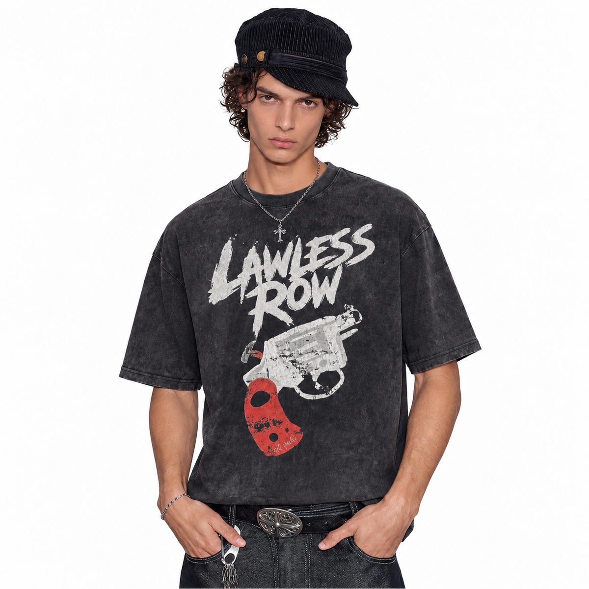 LAWLESSROW Lawless Row Revolver Vintage Acid Wash Tee