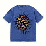 LAWLESSROW Spooky Mix Halloween Vintage Acid Wash Graphic Tee