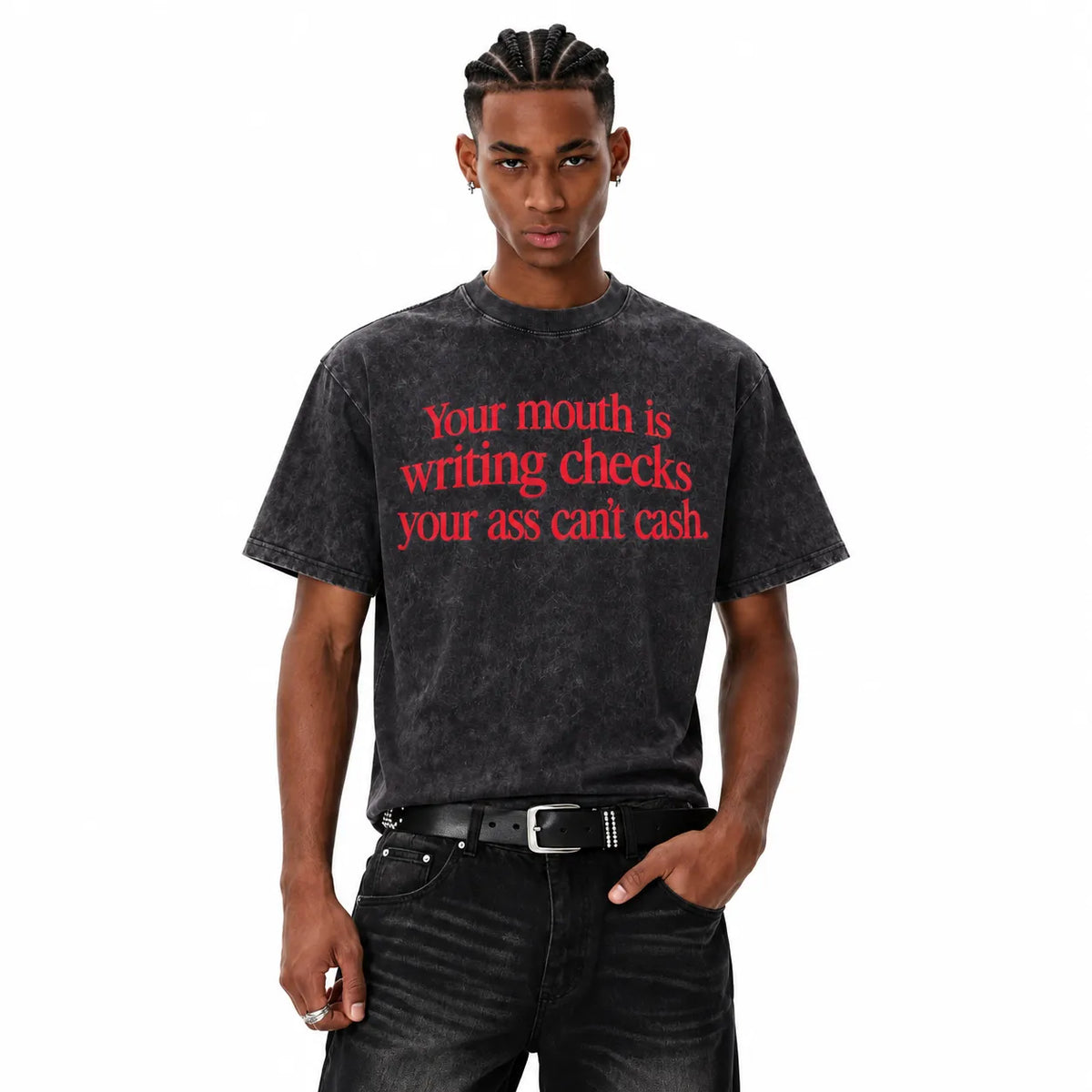 LAWLESSROW Save Your Breath Vintage Acid Wash Tee
