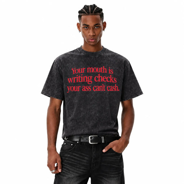 LAWLESSROW Save Your Breath Vintage Acid Wash Tee - hover