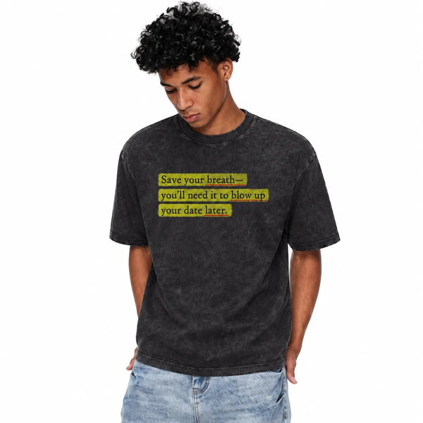 LAWLESSROW Save Your Breath Vintage Acid Wash Tee - hover