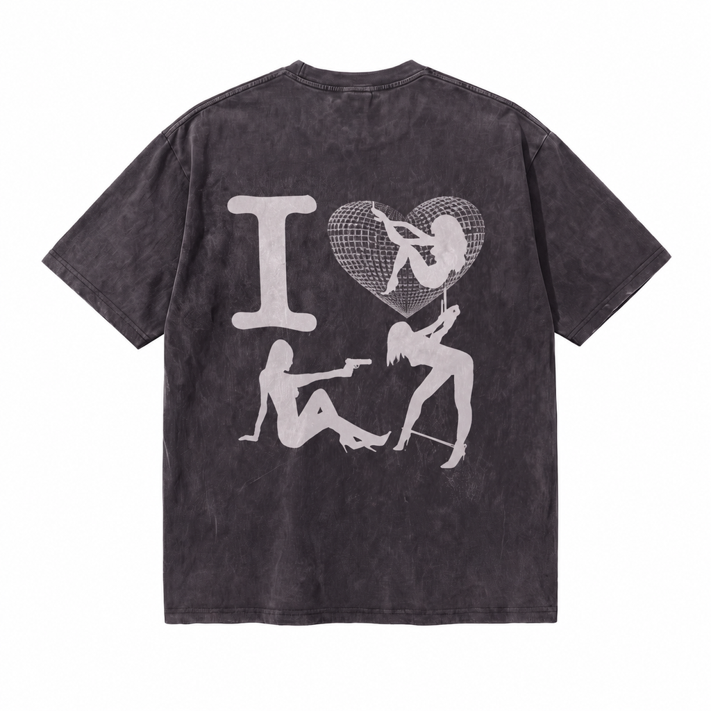 LAWLESSROW Pin-Up Gun Vintage Acid Wash Tee