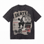 Vintage Acid Wash Skate Street Life Newspaper Collage Graphic Tee | Retro Skateboarding Unisex Oversized Heavy Cotton Streetwear T-Shirt