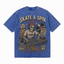 Vintage Acid Wash Skate & Spin DJ Skeleton Graphic Tee | Old School Hip Hop Vinyl Skateboard Unisex Oversized Heavy Cotton Streetwear T-Shirt