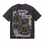 Vintage Acid Wash Skate Don’t Shell Out Ninja Turtles Skateboard Graphic Tee | Retro 90s Cartoon Skate Unisex Oversized High-Quality Cotton Blend Streetwear T-Shirt