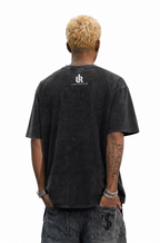 Vintage Acid Wash Skate The Streets Sticker Bomb Collage Graphic Tee | Retro Skateboarding Unisex Oversized Heavy Cotton Streetwear T-Shirt