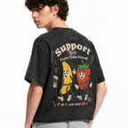 Vintage Acid Wash Fruit Climbing Friends Graphic Tee | Cute Banana Strawberry Rock Climbing Unisex Oversized Heavy Cotton Streetwear T-Shirt
