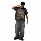 Vintage Acid Wash 80s Skate Ticket Collage Graphic Tee | Retro Bowl Rippers Skate Competition Unisex Oversized Heavy Cotton Streetwear T-Shirt