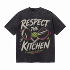 Respect The Kitchen Pickleball Grunge Washed Black Oversized T-Shirt | Retro Pickleball Meme Streetwear Tee