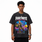 Fortnite Pickleball Battle Washed Black Oversized T-Shirt | Victory Royale Game Sport Mashup Tee
