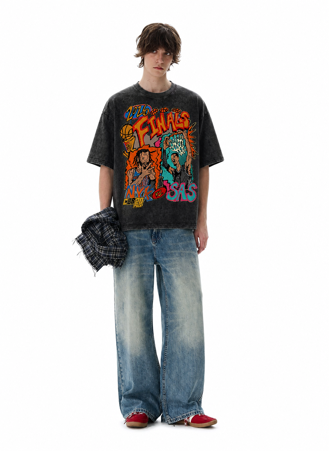 Vintage Acid Wash 2026 NBA Finals NYK vs SAS Graffiti Graphic Tee | Retro Basketball Unisex Oversized High-Quality Cotton Blend Streetwear T-Shirt