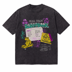Vintage Acid Wash Miss Trick Scrapbook Skate Turtle Punk Graffiti Graphic Tee | Retro Skate Unisex Oversized High-Quality Cotton Blend Streetwear T-Shirt