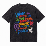 LAWLESSROW Hippie Dove Peace Symbol Vintage Tee