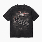 Vintage Acid Wash Helicopter Masked Figure Protest Quote Grunge Street Graphic Tee | Retro Unisex Oversized High-Quality Cotton Blend Streetwear T-Shirt