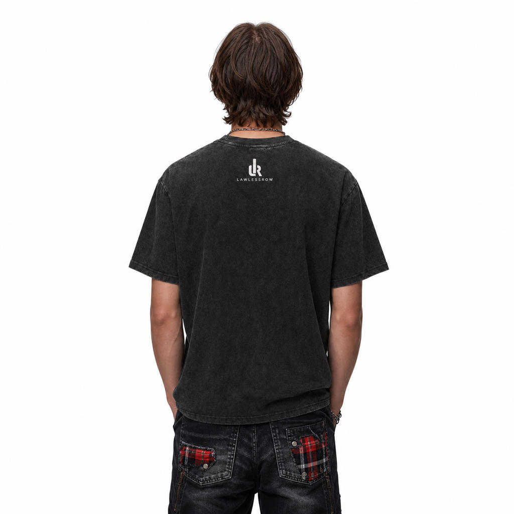 Vintage Acid Wash Helicopter Masked Figure Protest Quote Grunge Street Graphic Tee | Retro Unisex Oversized High-Quality Cotton Blend Streetwear T-Shirt